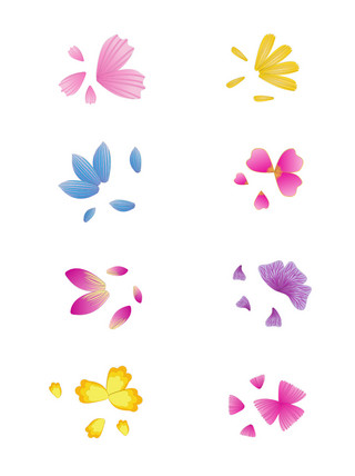 手绘小元素海报模板_手绘花瓣元素之小清新唯美多色花瓣