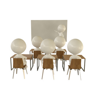 正在上课学习的3d小人