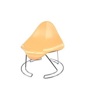 c4d躺椅海报模板_3D橙色金属靠椅