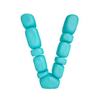满头泡沫海报模板_C4D柔体泡沫立体字母V元素