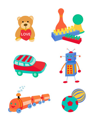 粉色玩具车海报模板_儿童玩具元素之卡通可爱套图