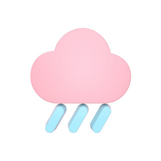 柔色天气类立体图标-大雨
