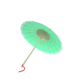 3d清明节海报模板_绿色古风传统油纸伞