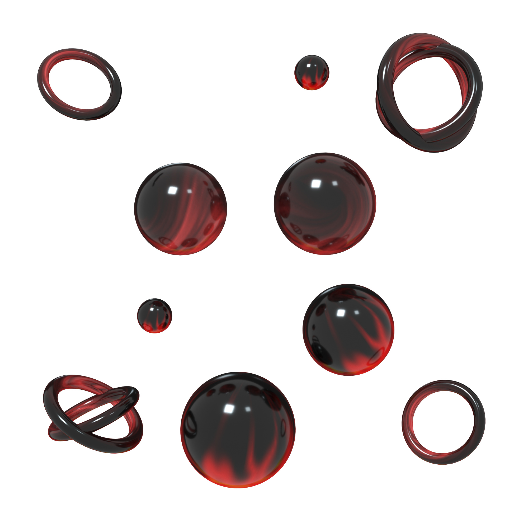 C4D黑红色火球火立体装饰漂浮元素图片