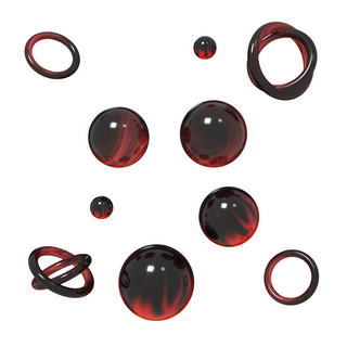 黑红元素海报模板_C4D黑红色火球火立体装饰漂浮元素