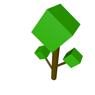 三维立体绿色海报模板_C4D风格树木模型PNG