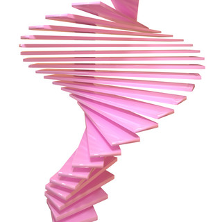 c4d楼梯海报模板_C4D粉色漂浮立体楼梯台阶免扣图元素