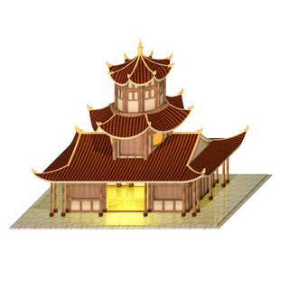 2d房子海报模板_3D写实古代楼阁
