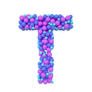 元素气球海报模板_C4D气球立体字母T元素