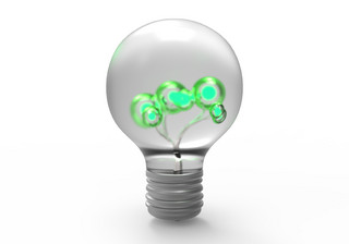 绿色灯泡海报模板_C4D灯泡金属圆球填充