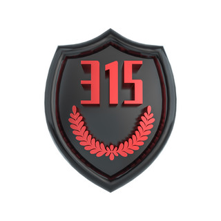 315投诉海报模板_315C4D黑红金属质感立体盾牌