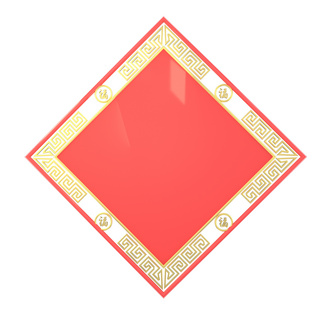标签菱形海报模板_红色中国风菱形标签