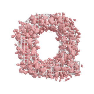 立体粉色字母海报模板_C4D创意心形立体字母Q