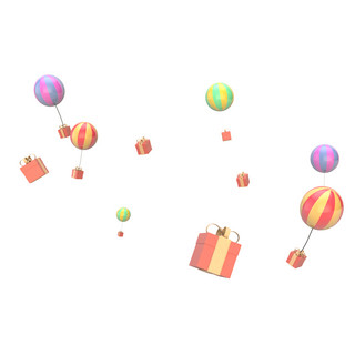 C4D电商气球礼物漂浮物点罪条纹彩色背景