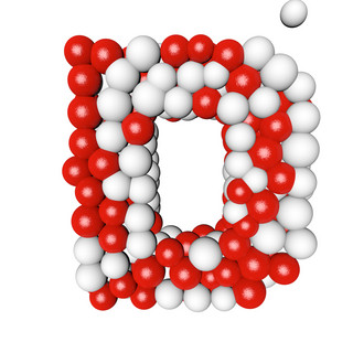 白色红色立体海报模板_C4D创意小球立体字母D