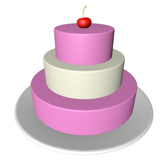 蛋糕点心甜点海报模板_C4D樱桃蛋糕模型PNG