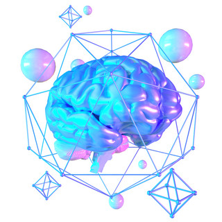 蓝色科技医学海报模板_科技智能大脑数据蓝色线框医球菱形