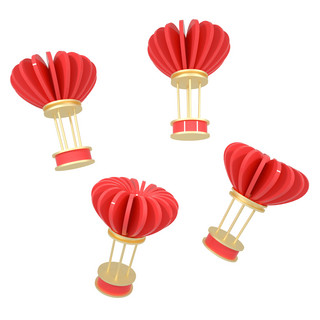 520气球海报模板_C4D红金色520表白节情人节爱心漂浮气球装饰