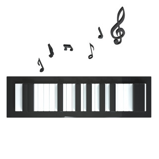 俯视院落海报模板_C4D黑白色钢琴俯视视觉钢琴音符免扣图