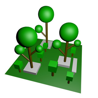 C4D立体绿色植物树木装饰
