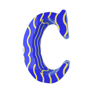 字母c海报模板_C4D孟菲斯风格立体字母C装饰