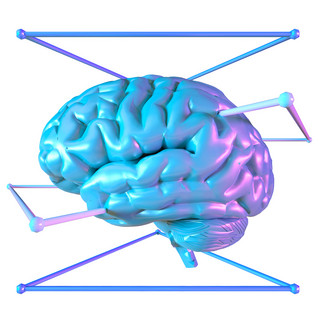 科技智能大脑数据蓝色线框医疗朋克