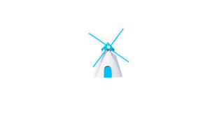 电力风车风车海报模板_C4D蓝色风车装饰图案