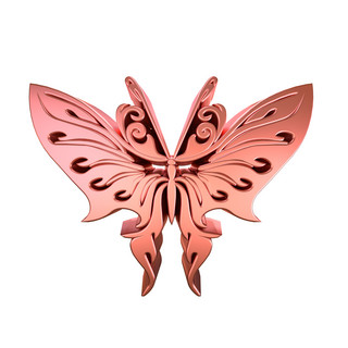 粉色金属质感海报模板_C4D粉色金属质感蝴蝶装饰