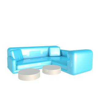 C4D立体蓝色沙发