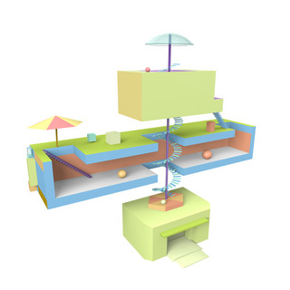 c4d几何场景海报模板_c4d几何符号组建场景