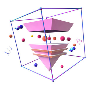 C4D六一立体椎体彩球漂浮装饰