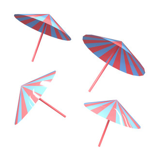 装饰雨伞海报模板_C4D立体雨伞遮阳伞电商装饰元素