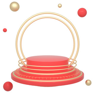 C4D红金色立体舞台底盘底座免抠图元素