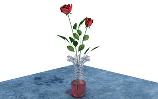 桌面摆件海报模板_C4D插花瓶玫瑰花