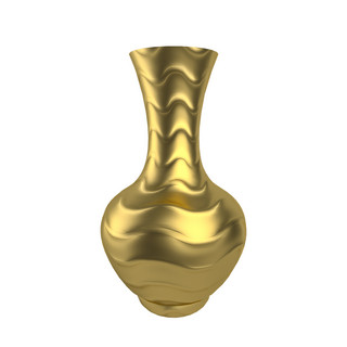 金色花瓶海报模板_黄金质感立体波纹花瓶装饰