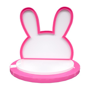 可爱立体兔子海报模板_粉红色兔子圆形舞台