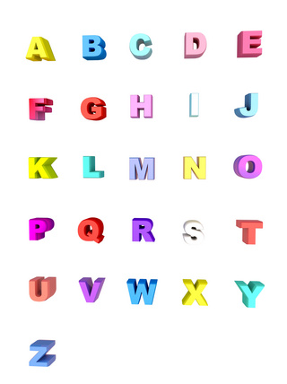字母彩色海报模板_立体彩色英文字母图标