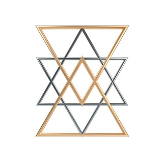 金银财宝海报模板_C4D金银立体三角形组合