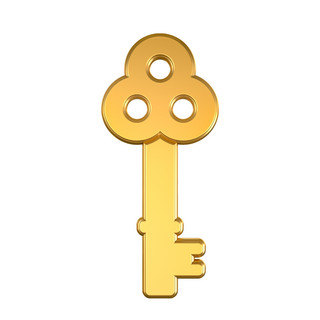 一串金钥匙海报模板_C4D金属质感钥匙装饰