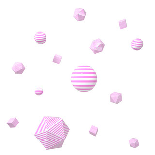 C4D粉色质感立体几何图形装饰