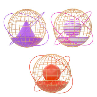 活动免扣png海报模板_C4D立体几何图形漂浮元素