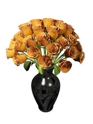 家居装饰品黄玫瑰花瓶