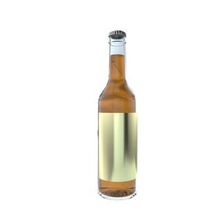 金色瓶子海报模板_3D写实玻璃酒瓶