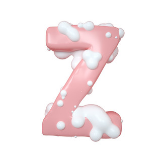 C4D粉嫩奶油蛋糕立体字母Z元素