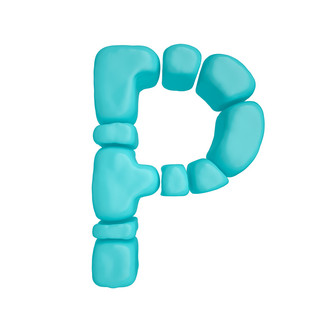 C4D柔体泡沫立体字母P元素