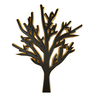 质感金属图海报模板_C4D黑金质感立体树木