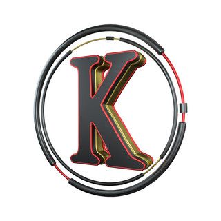 k字母海报模板_C4D炫酷黑红金立体字母K装饰