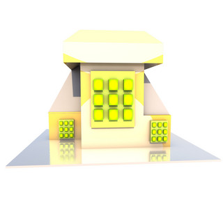 房子立体卡通海报模板_C4D房屋立体3D