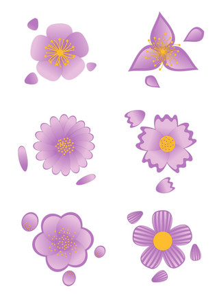 唯美浪漫小清新海报模板_花卉元素之卡通小清新唯美浪漫紫花瓣套图