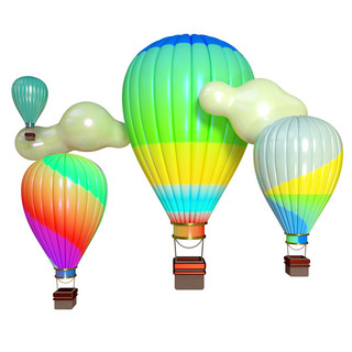 军舰三维模型海报模板_五四青年彩色热气球三维电商圆形